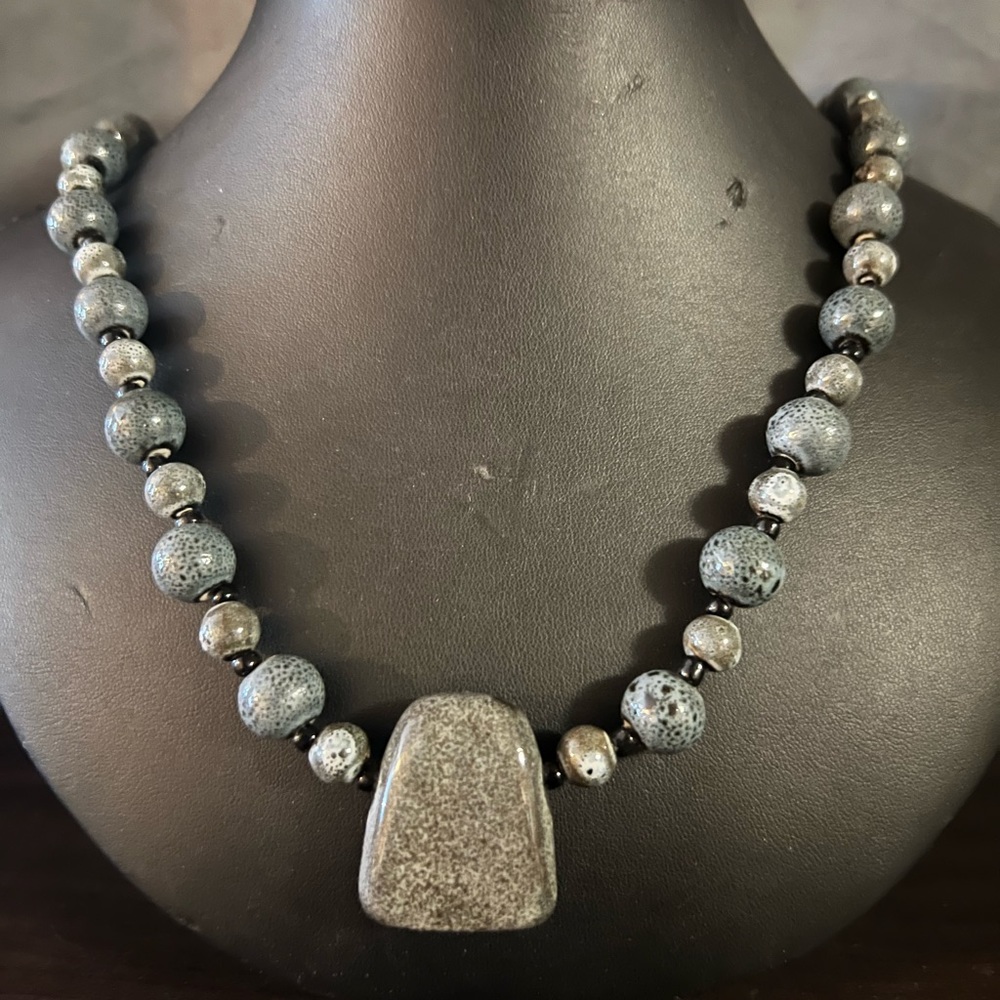 Gray stone necklace